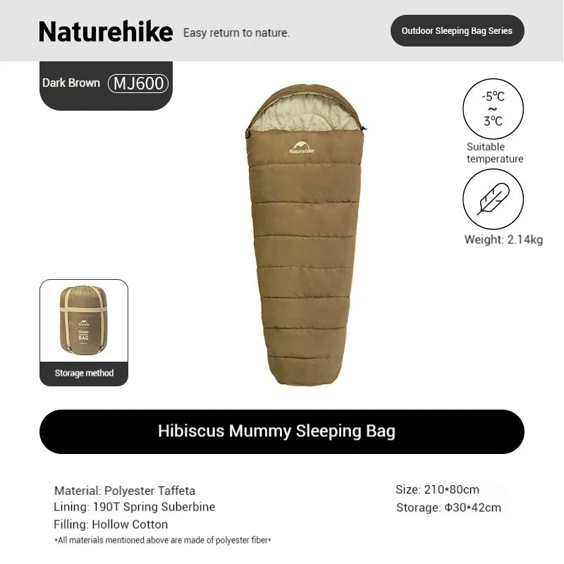 Naturehike Mummy Sleeping Bag -5~7℃ MJ300 / MJ600 for Outdoor Camping Hiking Travel Winter Spring Warm Sleeping Bag Portable