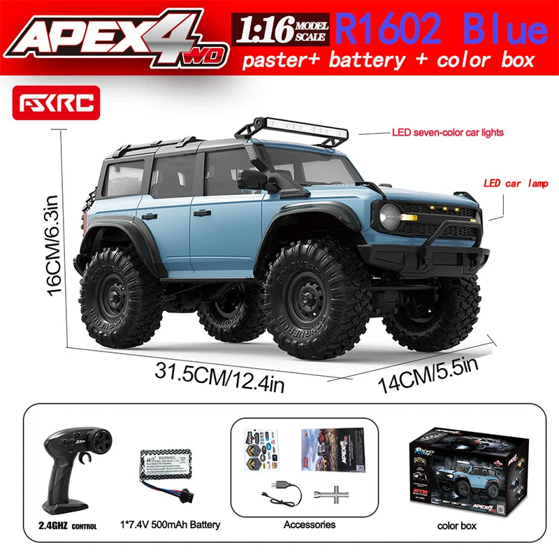 HB R1601 Rc Crawler 1/16 Rc Car 4WD Rtr With Led 2.4g Electric Remote Control Rock Buggy Off-Road Vehicle Rc Cars For Boy Toy