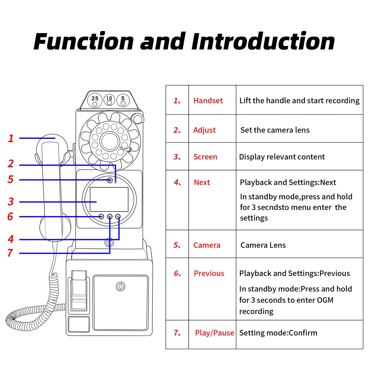 Retro style wedding party video guest book phone retro phone booth  message recording MP4 video audio message book phone