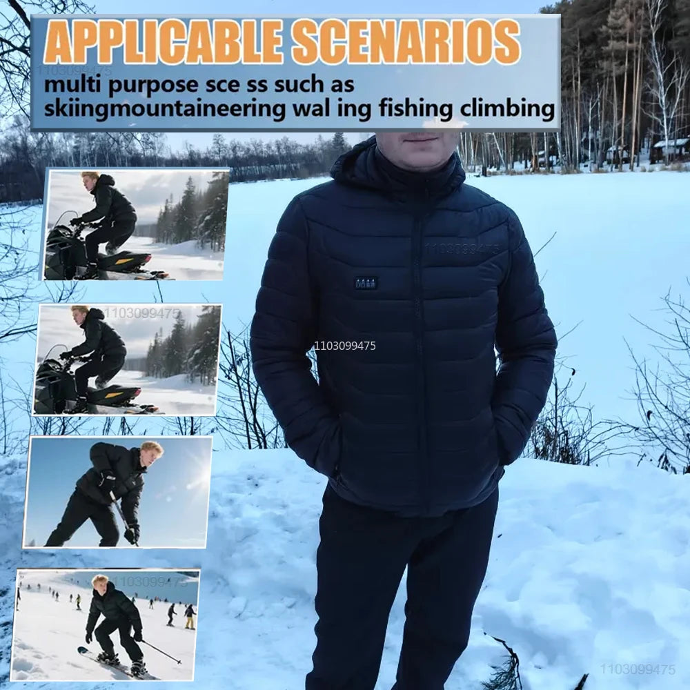 New Winter Heated Jackets Men Women Camping Ski Thermal Clothing Self Heating Vest Coat Heated Hunting Jackets 2/9/21/25 Zones