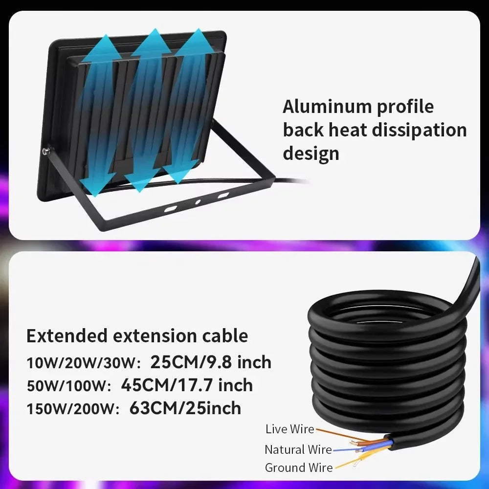 RGB LED Floodlight Outdoor Lighting 220V 30W 50W 100W IP66 Waterproof Outdoor RGB Spotlight Lamps Landscape Lighting
