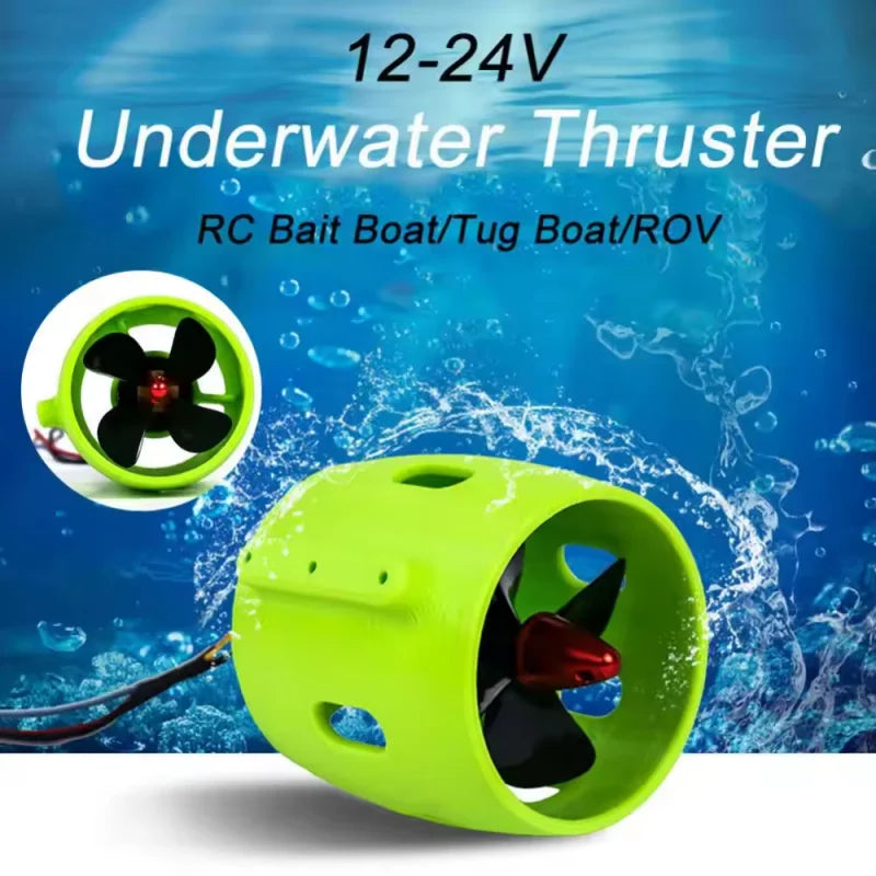 12-24V 20A Brushless Underwater Thruster 4 Blade RC Bait Boat Trolling Motor Waterproof High Torque for Fishing Kayak Accessory