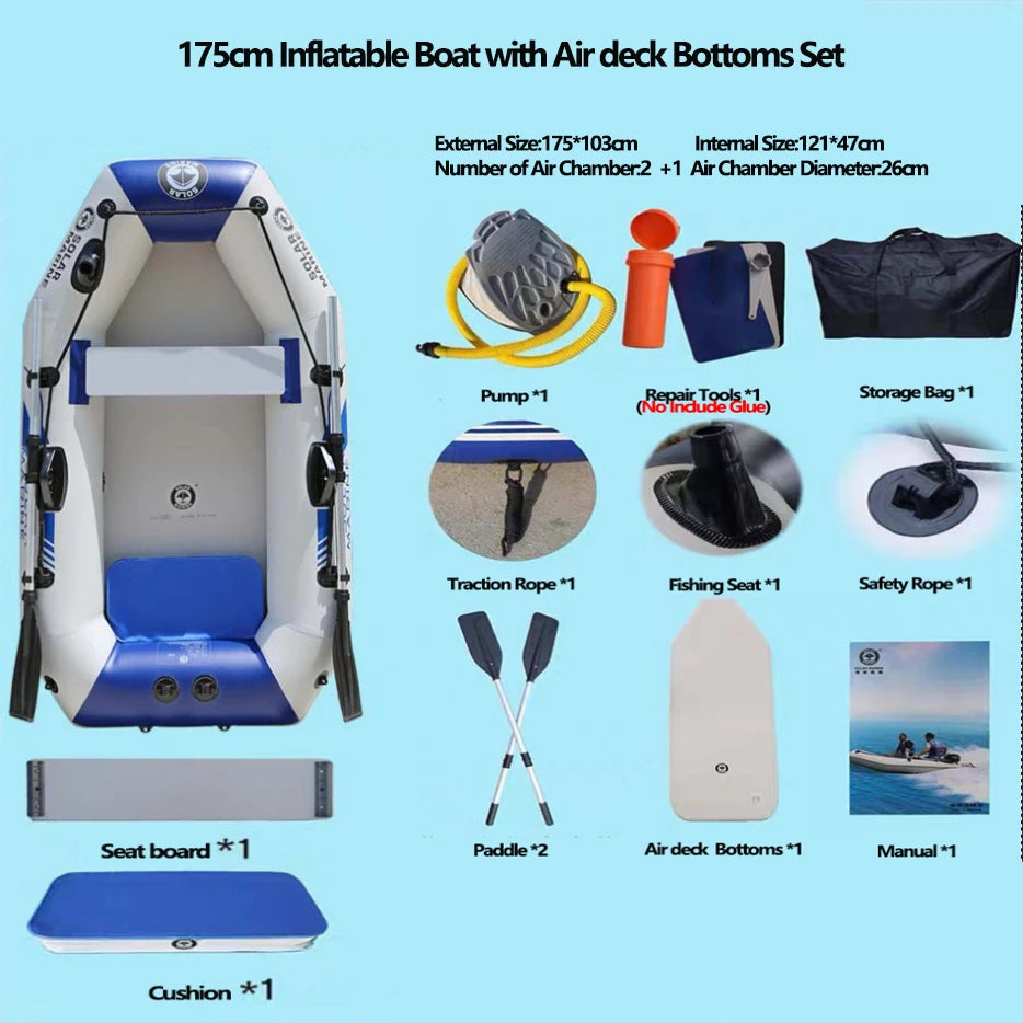 PVC Inflatable Boat 3 Layer Inflatable Fishing Boats Laminated Wear-Resistant Kayak Boats for 2-6 Person Kayak Rowing Canoe