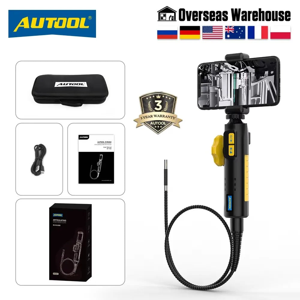 AUTOOL Car Industrial Endoscope SVB302 Automotive Inspection Camera USB Video Borescope for Mobile Phones Waterproof IP67