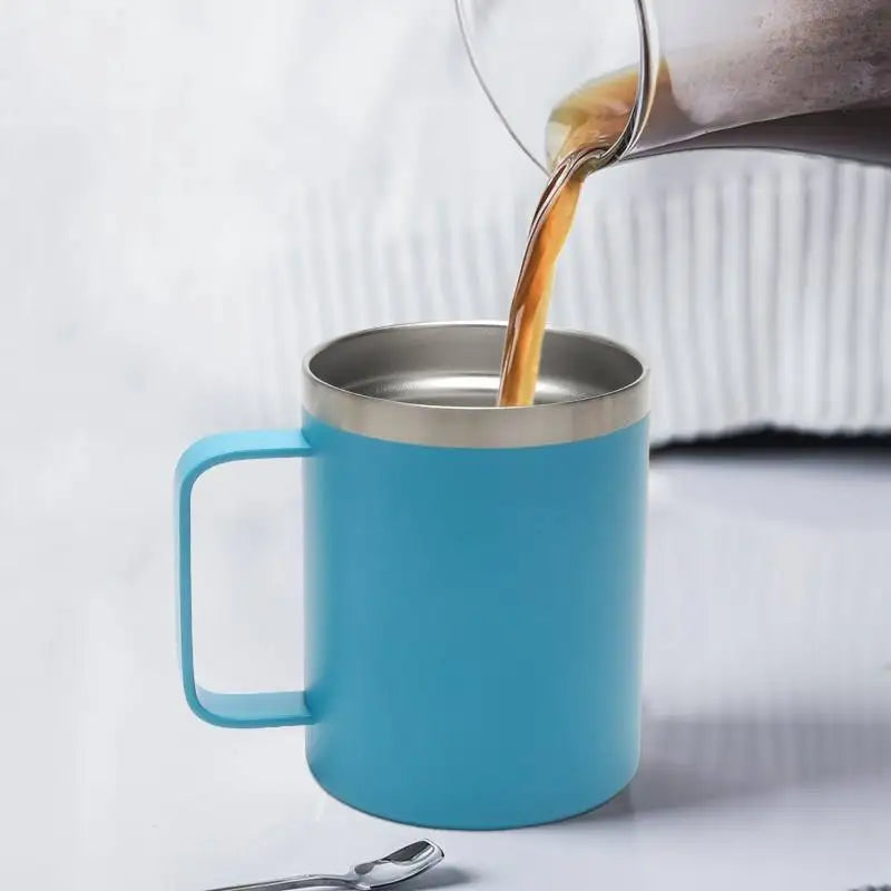 12oz Stainless Steel Mug with Handle Insulated Coffee Cup Insulated Tumbler Sliding Lid Gift for Camping, Office, Home, School