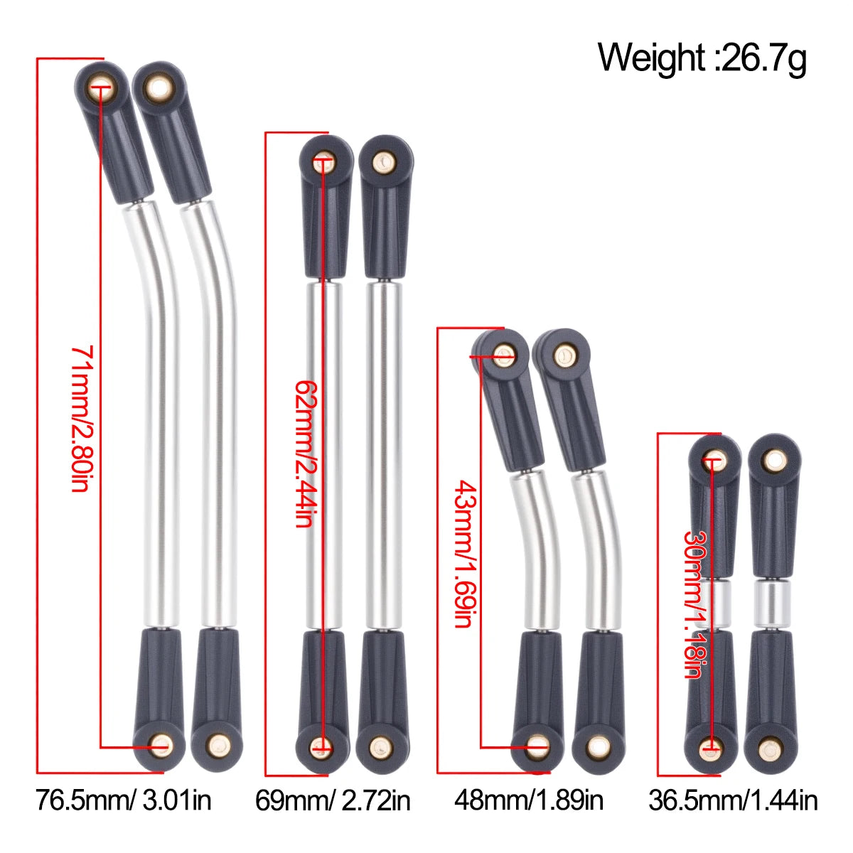 8pcs Stainless Steel SCX24 Body Links - Rigid Upgrade Linkage Set for 1/24 Axial C10, AXI00005, AXI00006, 90081 RC Cars
