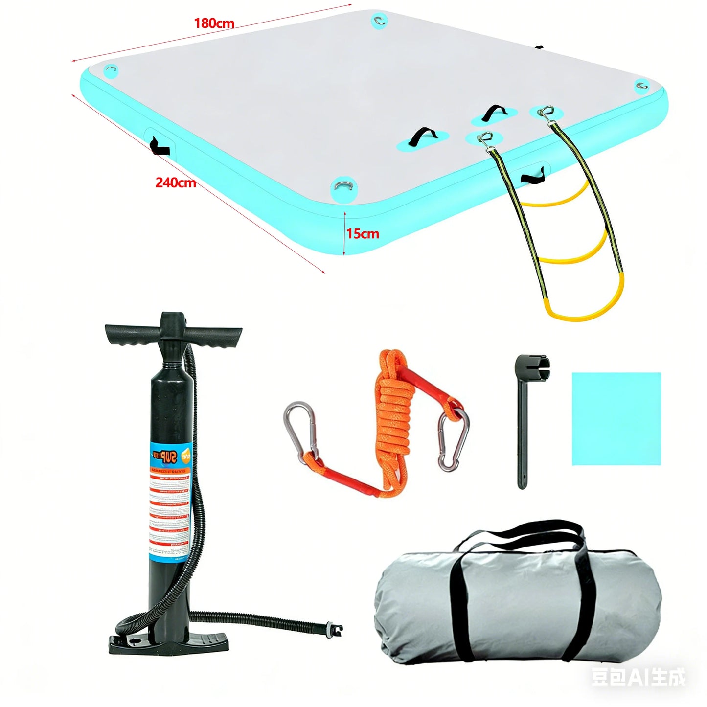 New Outdoor Fishing Inflatable Floating Platform Set for Water Yoga/Fishing/Camping Floating Board PVC Thickness Air Mattress