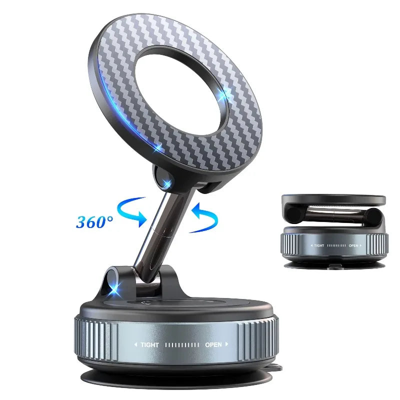 PlusAcc Vacuum Magnetic Car Phone Holder with Wireless Charger 360° Adjustable Suction Cup Mount for iPhone 17/16/15/14 Pro Max