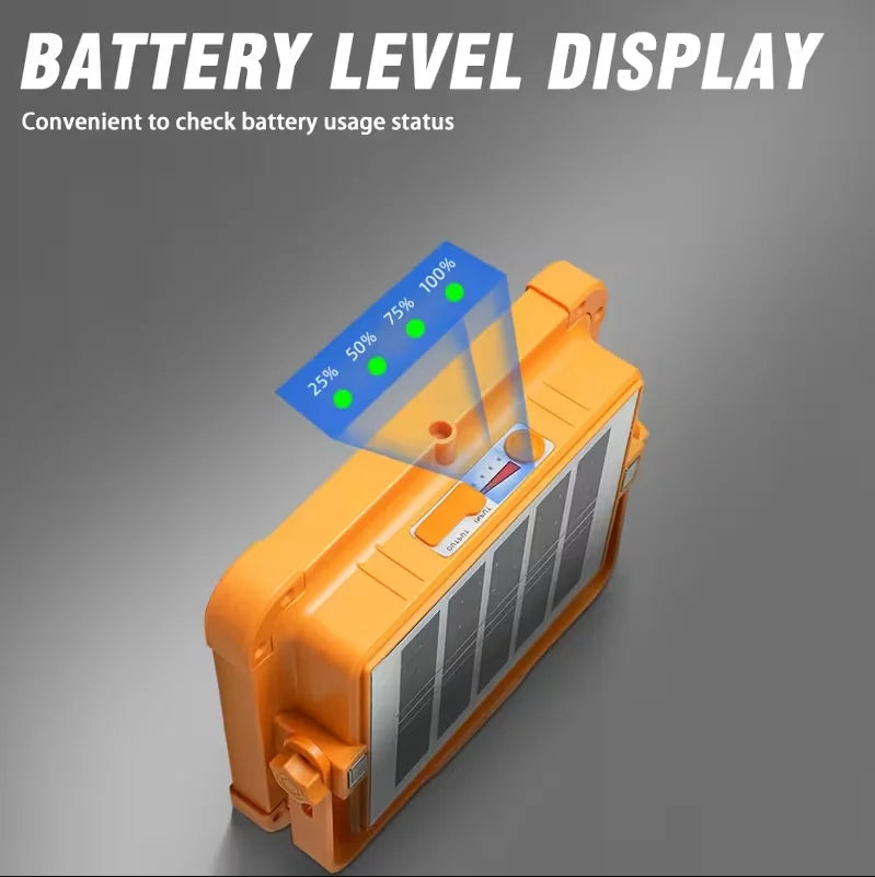 Solar Portable Camping Light with Stand Battery Rechargeable Lamp LED Cordless Flood Lights for Work Emergency Power Failure