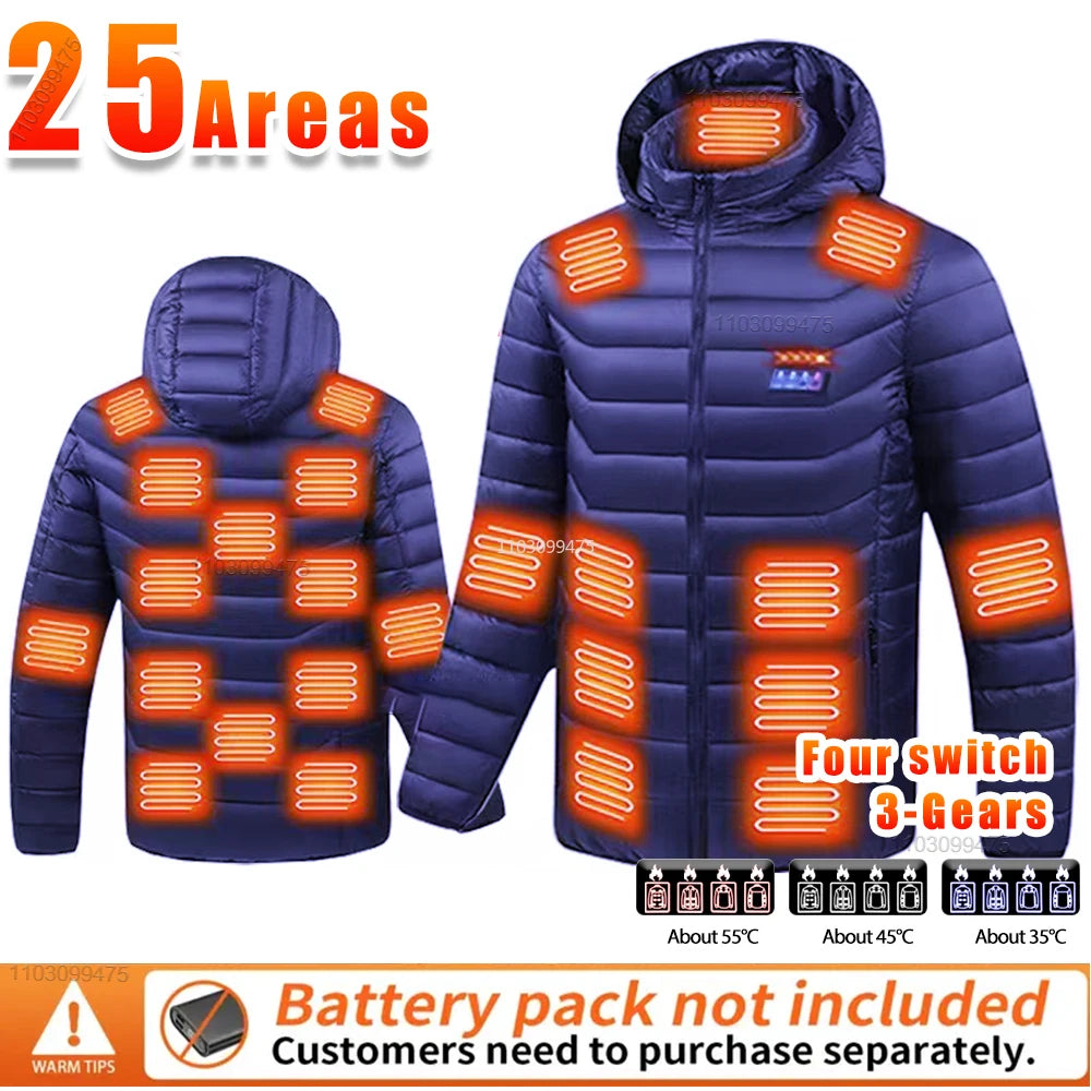 New Winter Heated Jackets Men Women Camping Ski Thermal Clothing Self Heating Vest Coat Heated Hunting Jackets 2/9/21/25 Zones
