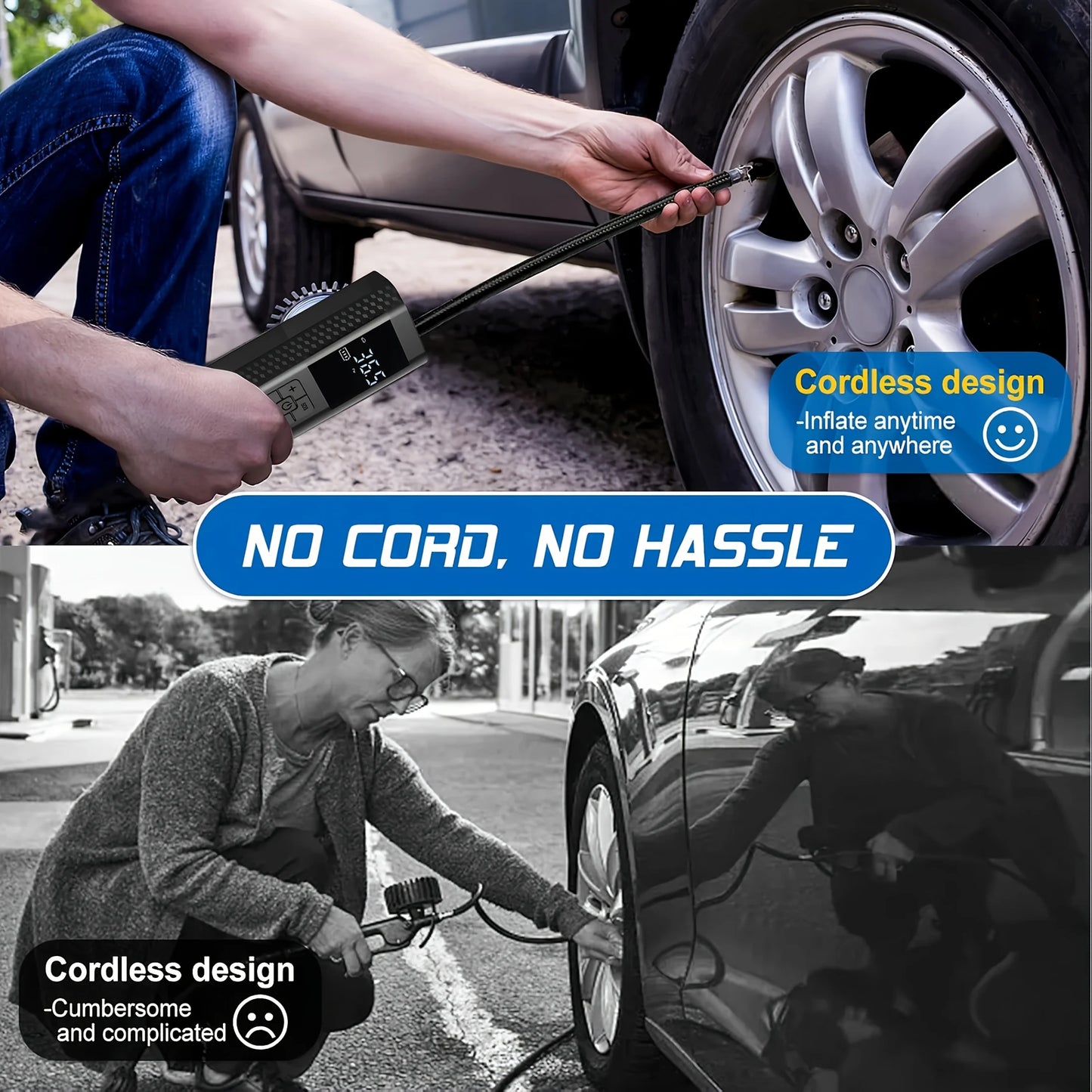 Wireless Car Air Pump 150PSI Electric Tire Inflator Portable Air Compressor for Motorcycle Bike Car Tires And Balls