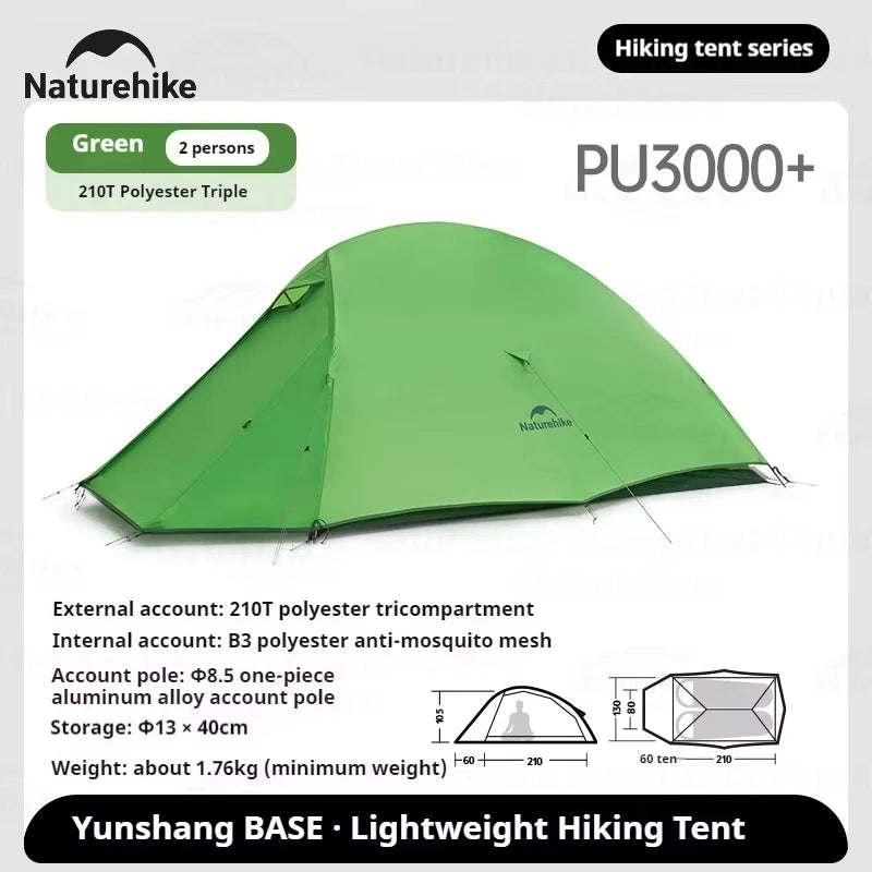 Naturehike Cloud Up Base Tent 1 2 3 Person Waterproof Double Layer Outdoor Hiking Camping Backpacking Cycling Tent 210T Nylon