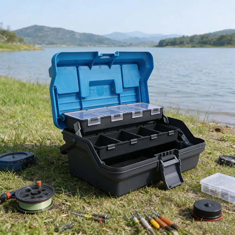 3 Layers Fishing Tackle Box Large Capacity Multifunctional Fishing Gear Box Folding With Handle Hardware Storage Box