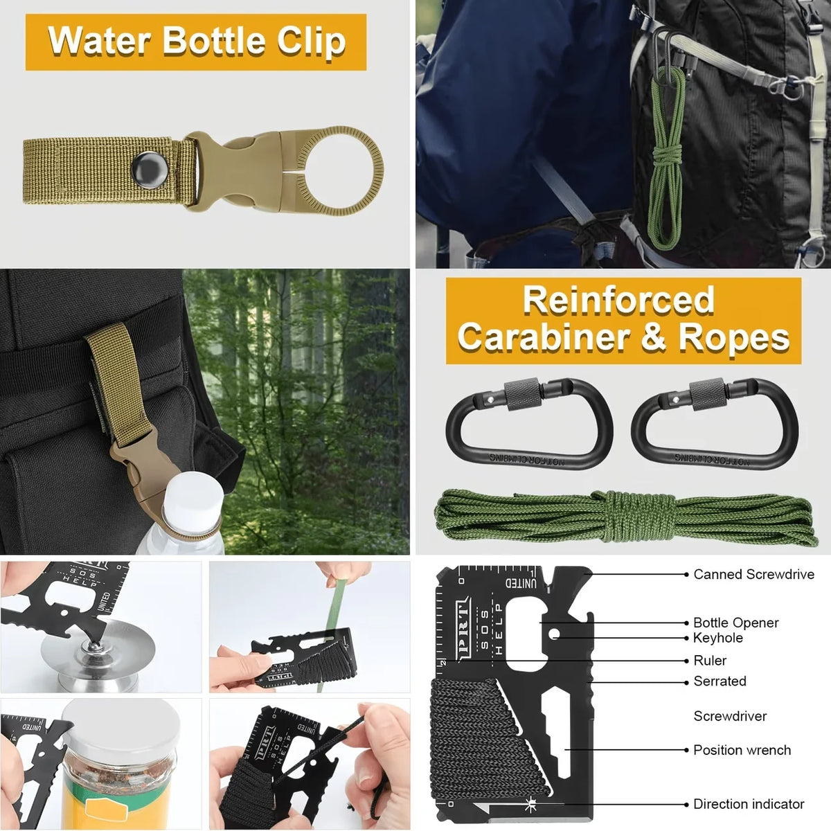 169-Piece Survival Kit with Fire Starter Ideal Companion for Camping Hiking Outdoor Exploration Earthquakes Hunting And First Aid Unisex Gift