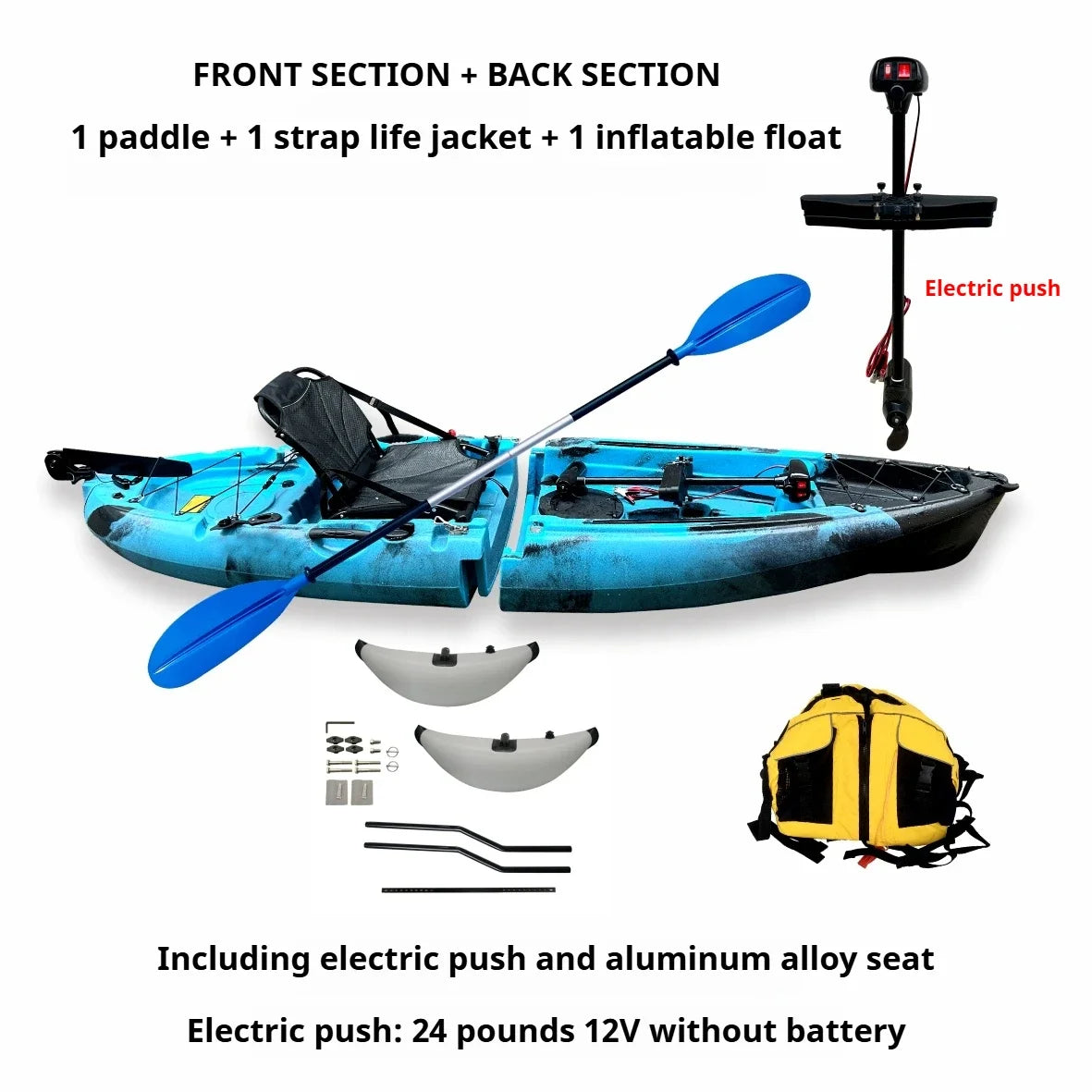 2025 Portable LLDPE Kayak With Split Hard Shell Electric Pedal-Driven Canoe For Solo Tandem Lake Sea Adventures Modular Assembly