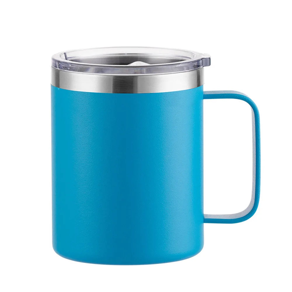 12oz Stainless Steel Mug with Handle Insulated Coffee Cup Insulated Tumbler Sliding Lid Gift for Camping, Office, Home, School