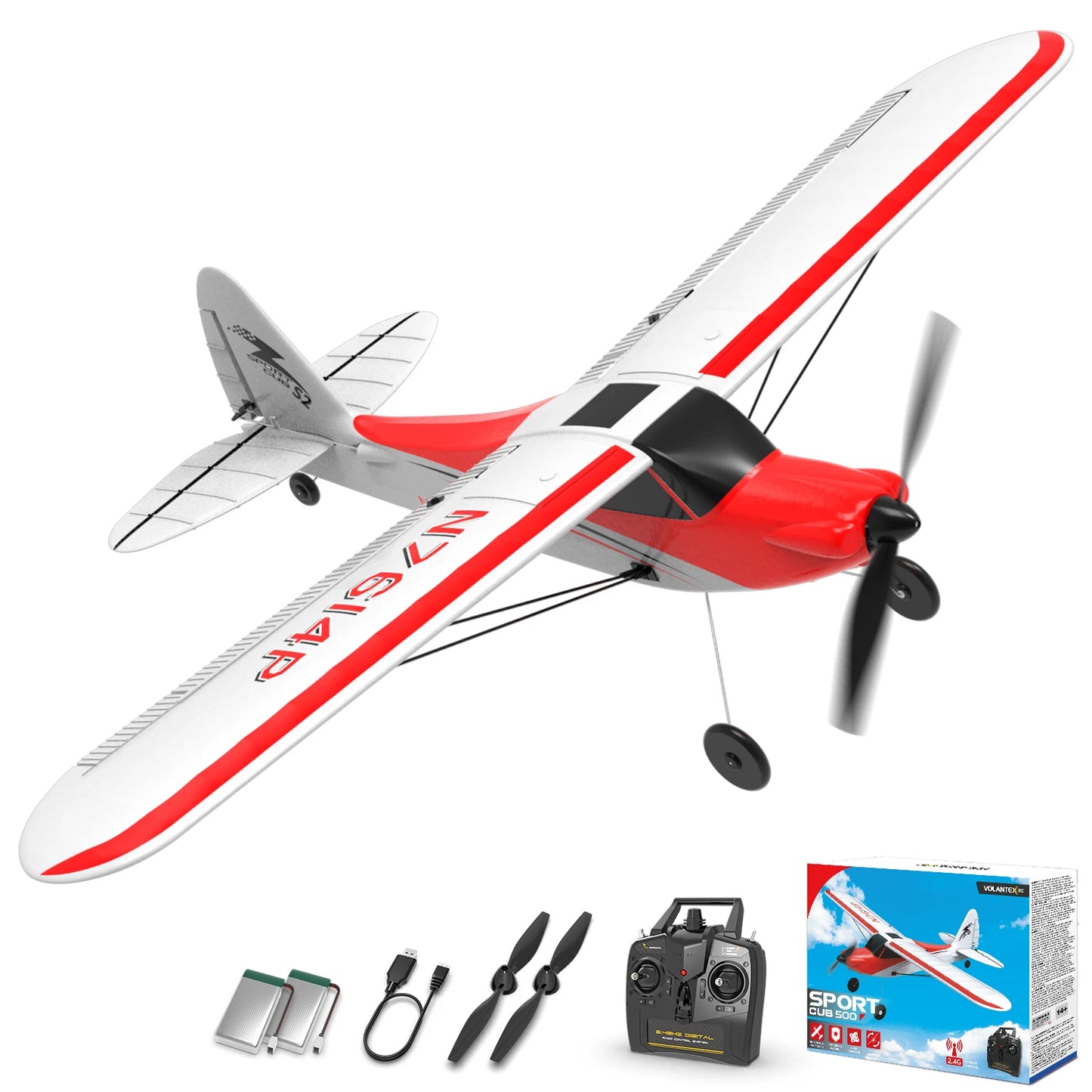 VOLANTEXRC RC plane Sport Cub 500 2.4Ghz 4CH 500mm Wingspan With Xpilot Stabilization System One Key Aerobatic 761-4 RTF