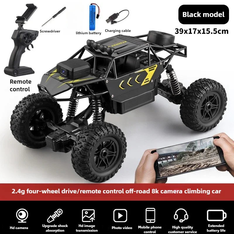 Kawaii Toy Car Gift-Upgrade Alloy 6WD Climbing Off-road Rc Cars,Remote Control Car Model,Fart Spray 8K HD Camera,Toys For Boys
