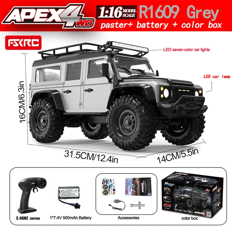 HB R1601 Rc Crawler 1/16 Rc Car 4WD Rtr With Led 2.4g Electric Remote Control Rock Buggy Off-Road Vehicle Rc Cars For Boy Toy