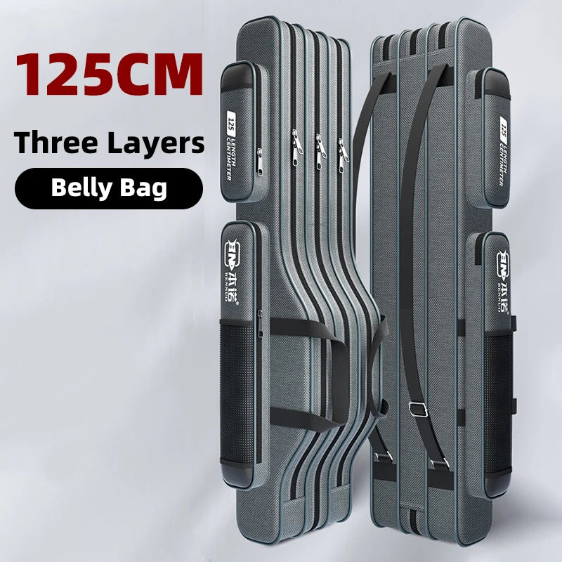 Fishing Rod Bag Fishing Gear Bag 80cm-130cm Multifunctional Rod Bags Double-layer or Three-layer Large Thick Belly Fish Backpack