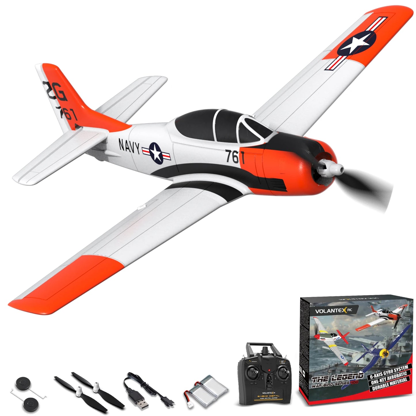 VOLANTEXRC RC Plane T28 2.4Ghz 4CH With Xpilot Stabilization System One Key Aerobatic With 2 batteries Remote Control Airplane