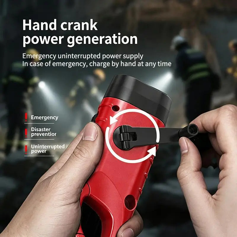 New Portable LED Flashlight Tent Light Hand Crank Dynamo Solar Power Torch Outdoor Camping Hiking Long-range Emergency Lantern