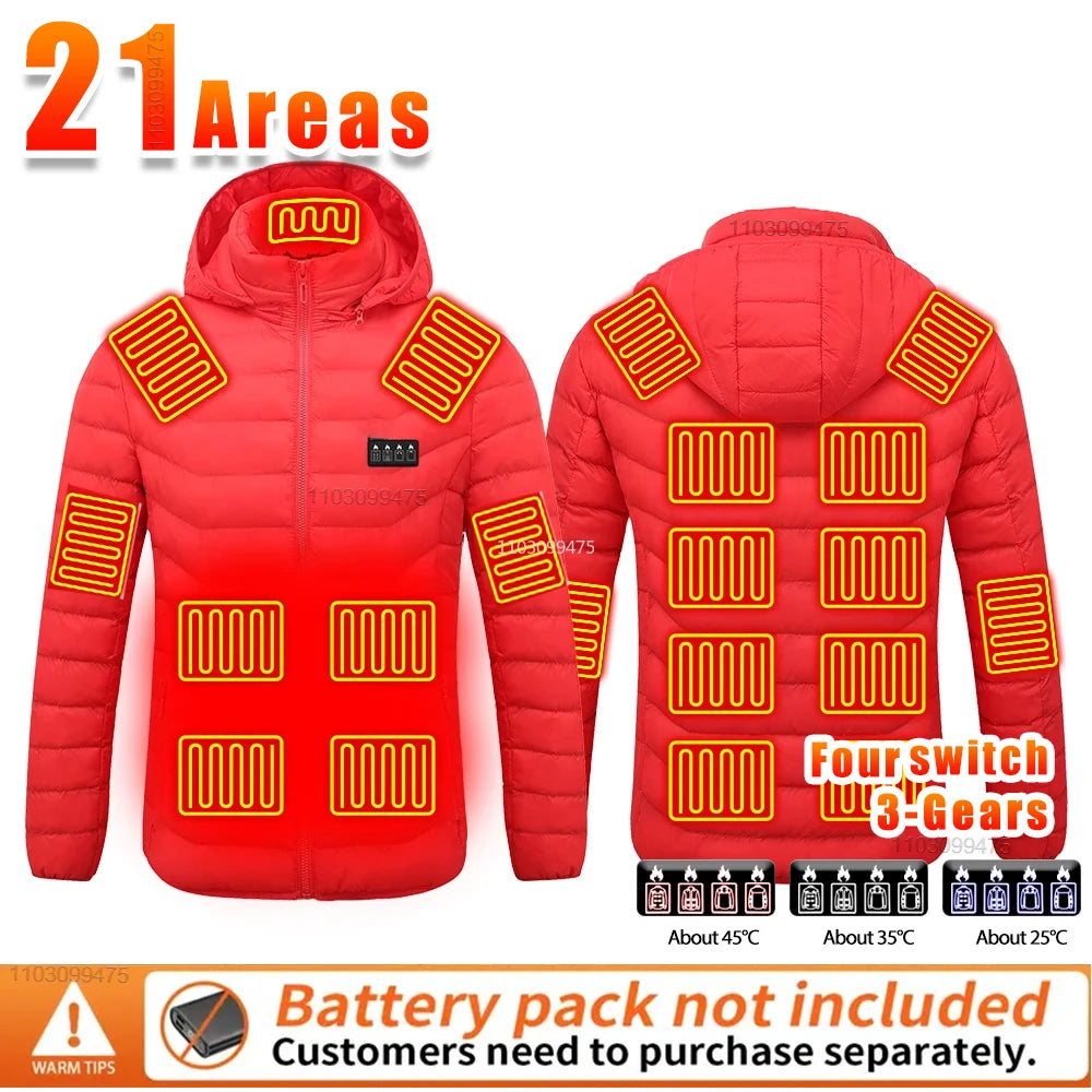 New Winter Heated Jackets Men Women Camping Ski Thermal Clothing Self Heating Vest Coat Heated Hunting Jackets 2/9/21/25 Zones