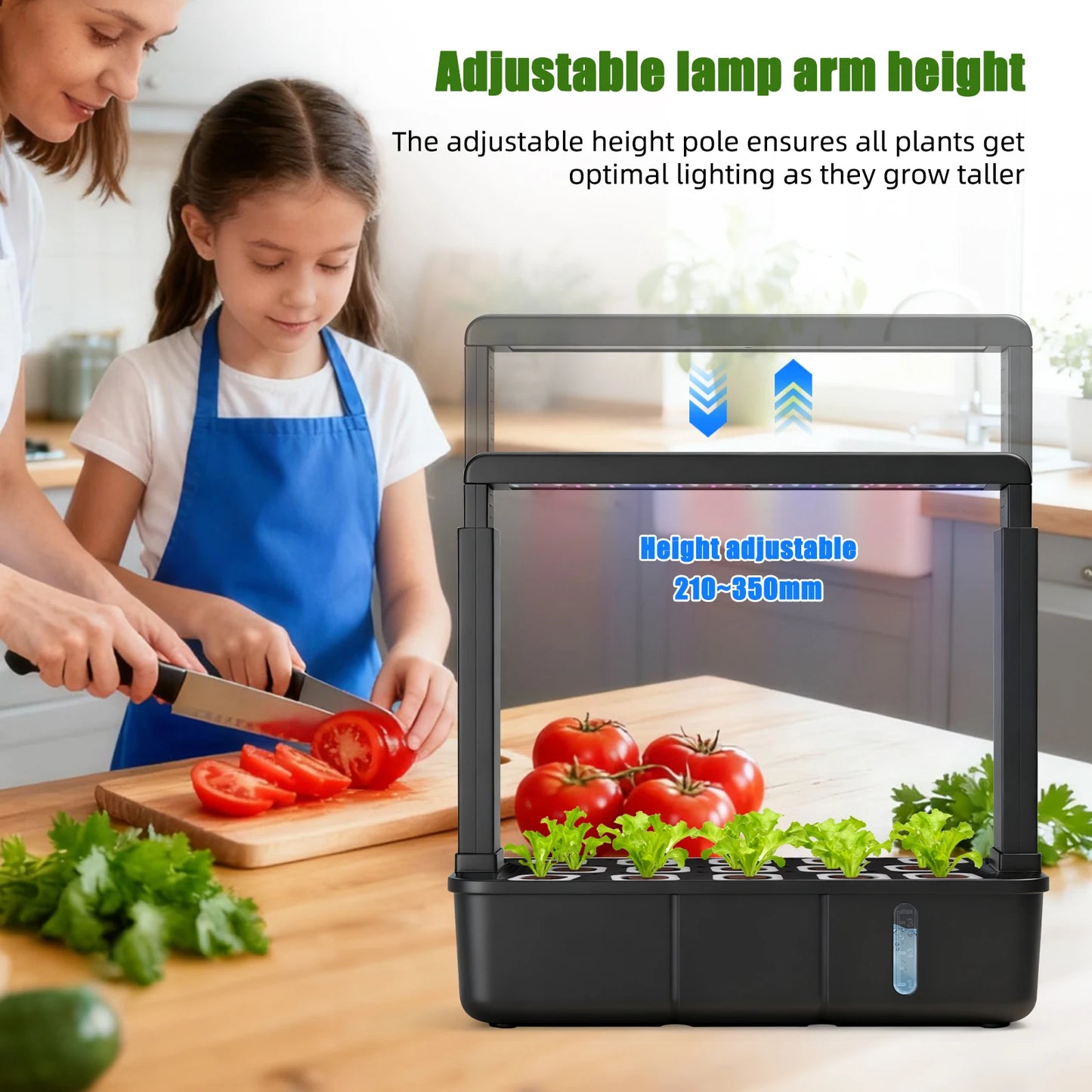 15-Pods Indoor Hydroponic Garden Kit with LED Grow Light Smart Herb Garden System 3.5L Water Tank Adjustable Height Planter