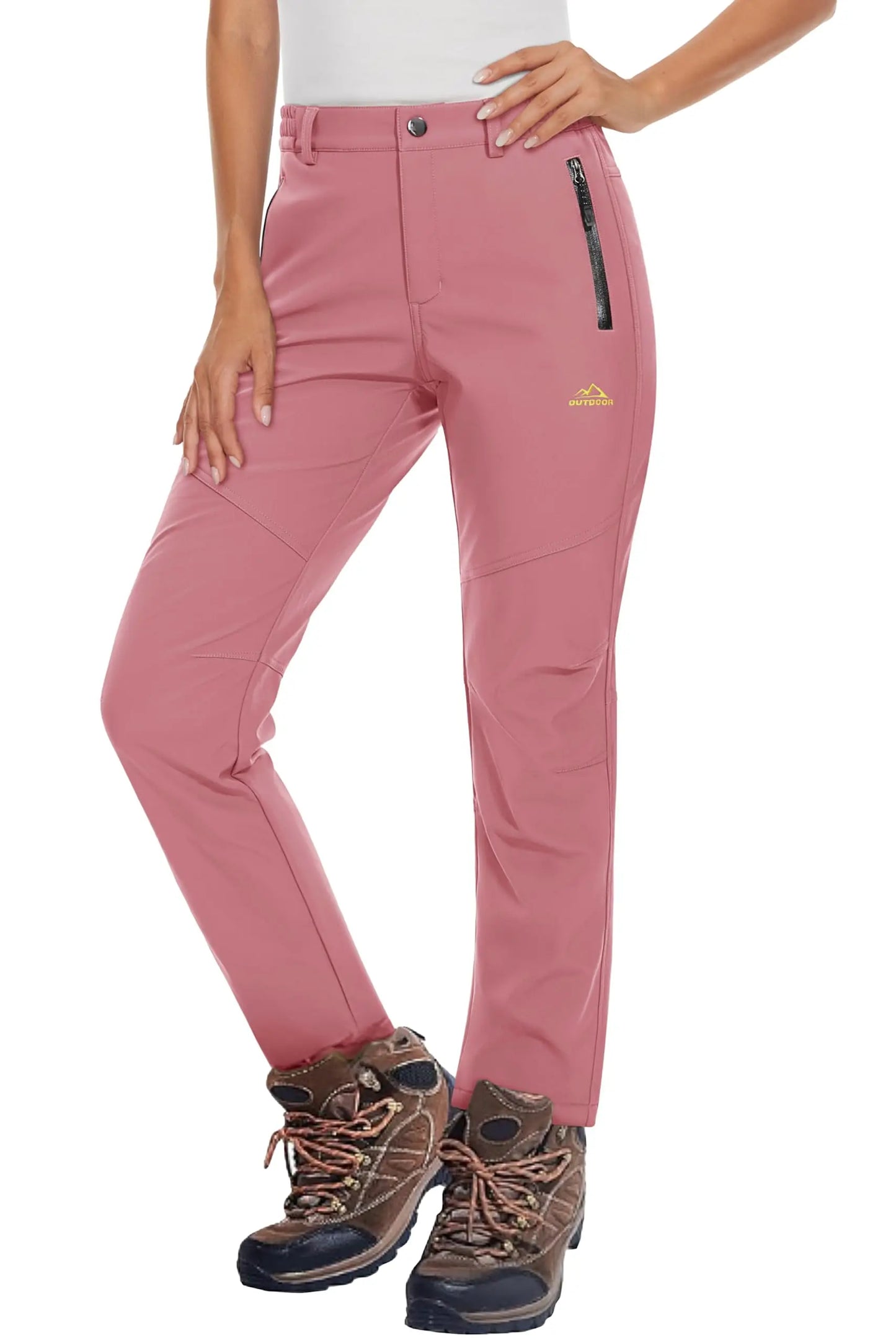 KEFITEVD Women's Winter Fleece Soft Shell Hiking Pants Warm Thermal Waterproof Windproof Trousers Outdoor Ski Camping Fishing