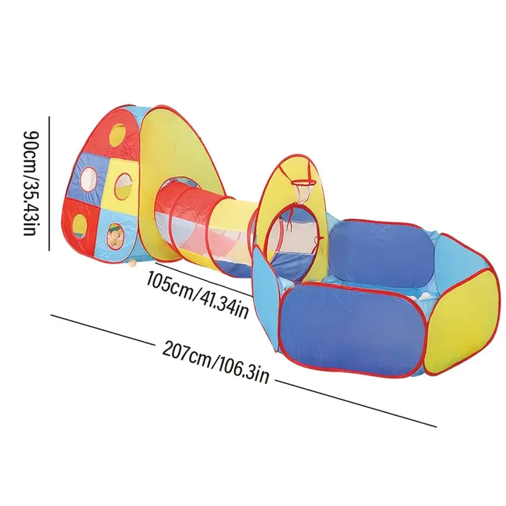 A Tent Playhouse Suitable For Indoor And Outdoor Use, Complete With A Tunnel, Ball Pool, And Fence, Featuring Large Capacity.Sui