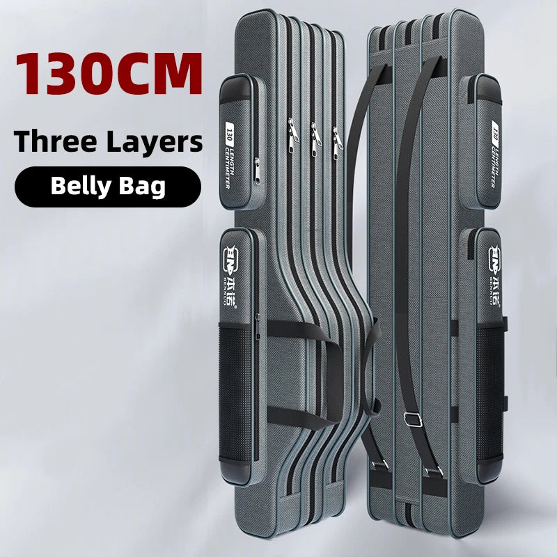 Fishing Rod Bag Fishing Gear Bag 80cm-130cm Multifunctional Rod Bags Double-layer or Three-layer Large Thick Belly Fish Backpack