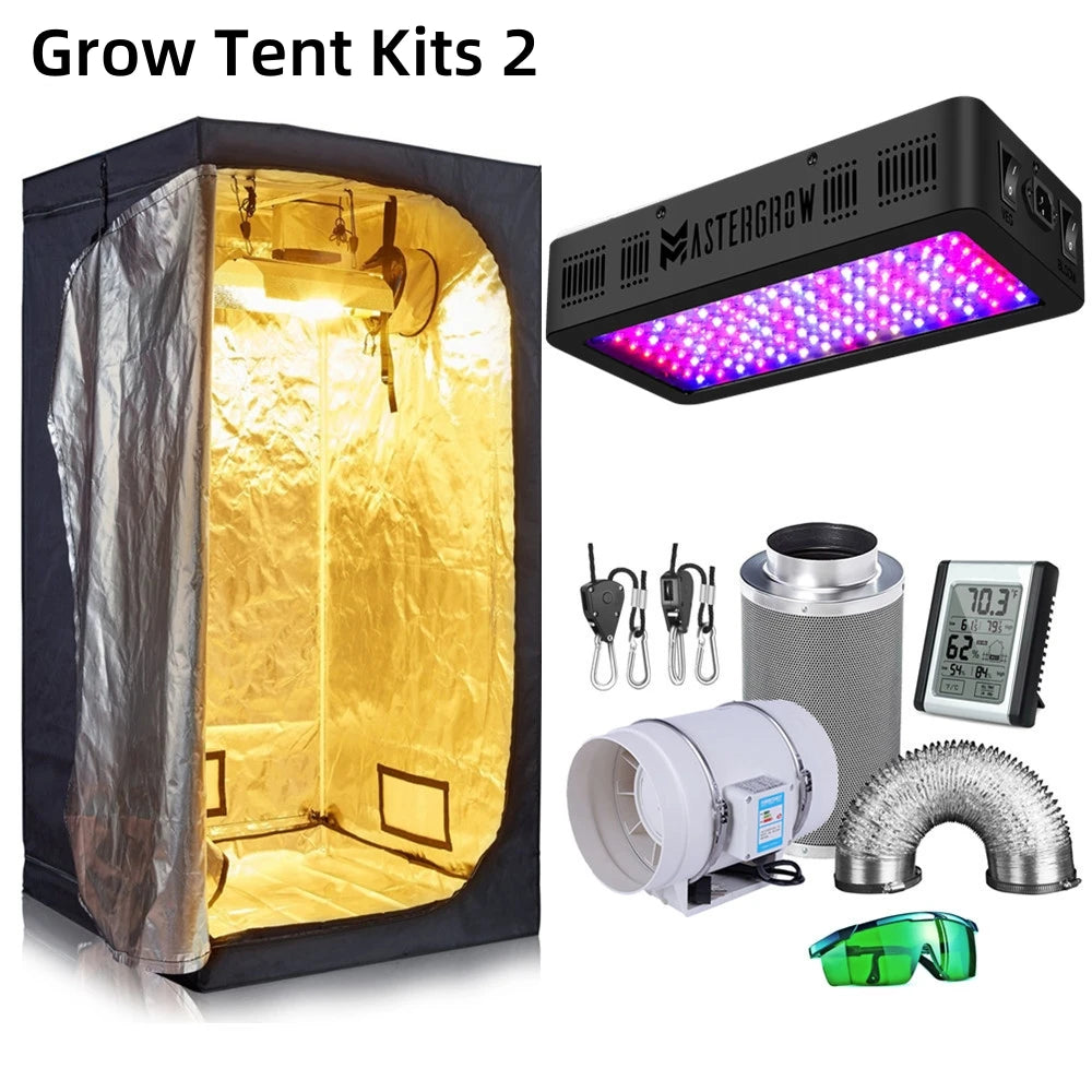 Grow Tent Growbox Hydroponics Growing System Led Grow Plant Lights Full Kits High PPFD 4Inch Duct Fans Activated Carbon Filter