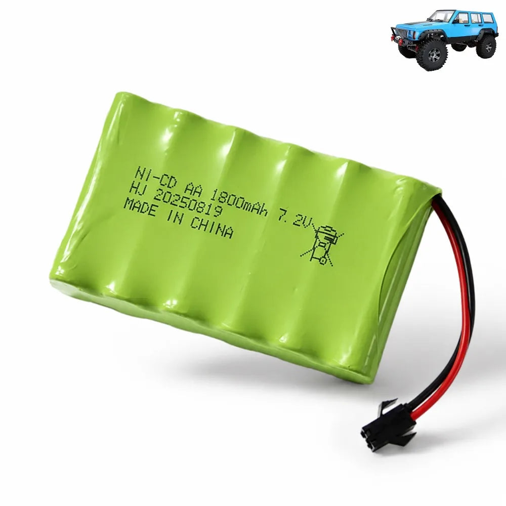AA Rechargeable Nickel-cadmium Battery 7.2V 1800mAh Suitable for Remote Control Devices Such As Toy Cars Boats and Robots.
