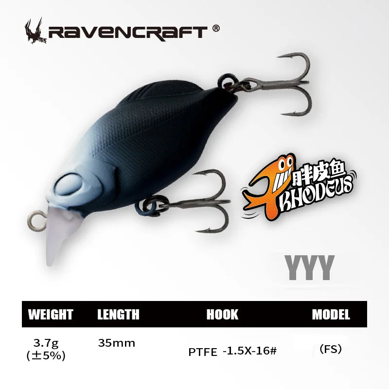 Ravencraft P-Rhodeus Swing & Sinking MINNOW 35mm 3.7g Freshwater PTFE Hook 1pc/pack Advanced Stream Fishing Gear