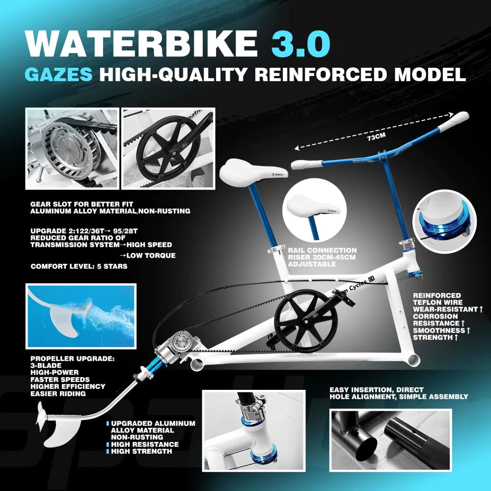Single Water Bike Inflatable Pedal Boat 3.0 Inflatable Pedal Kayak Pedal Bicycle For Water Sports More Stable And Easy To Drive