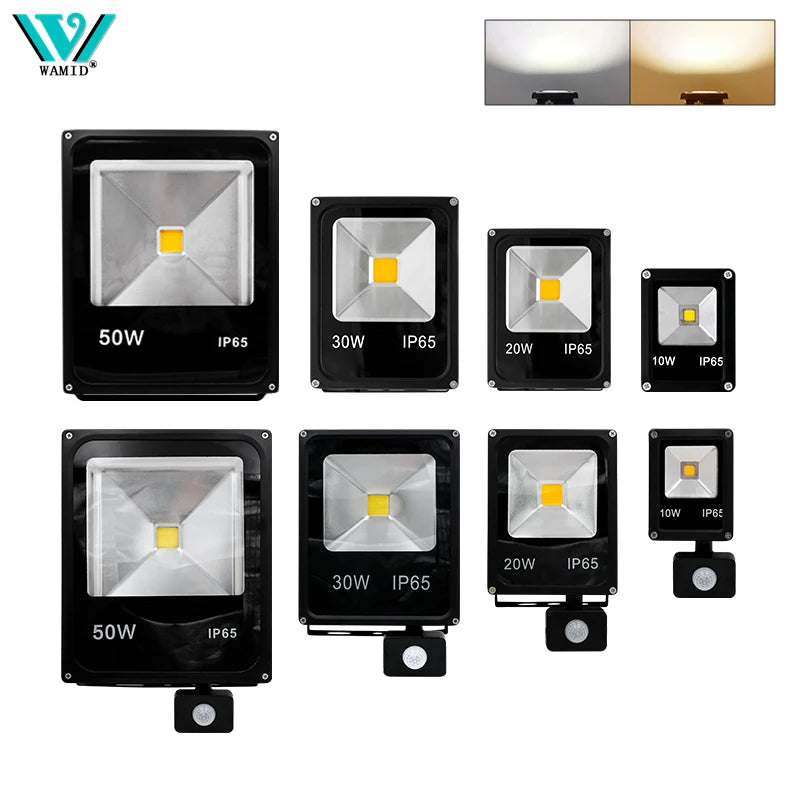 Led Floodlight 10W 30W 50W 220V Reflector Flood Light Waterproof Ip65 Garden Spotlight Pir Motion Sensor Wall Outdoor Lighting