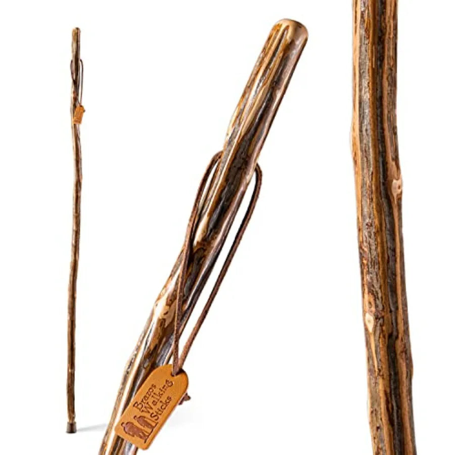Rustic Wood Walking Stick with Traditional Ironwood Handle Ideal for Outdoor Hiking and Daily Wear Suitable for Men and Women H