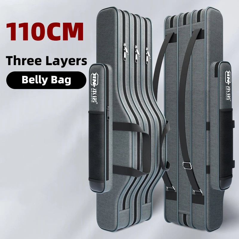 Fishing Rod Bag Fishing Gear Bag 80cm-130cm Multifunctional Rod Bags Double-layer or Three-layer Large Thick Belly Fish Backpack