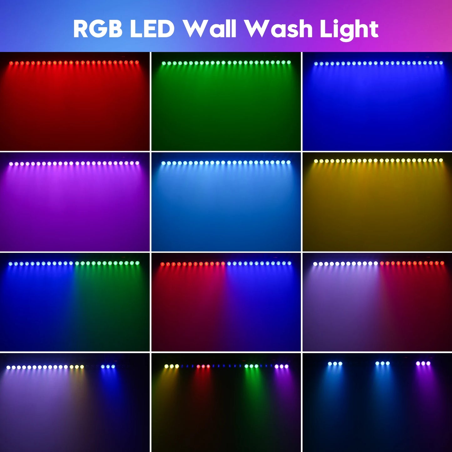 U'King 4Pcs 60W RGB 24LED Wall Wash Light Bar With Remote Controller DMX Stage Light Bar For Wedding Church Music Dance DJ Party