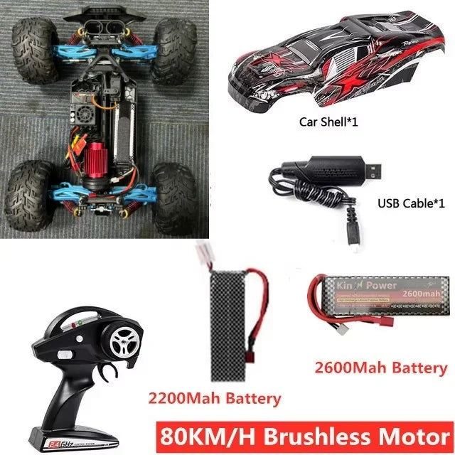 Professional Adult 80KM/H Alloy Frame RC Brushless Car Toys 4WD Buggy High Speed Racing Truck 200M Brake 1:10 RC Cars Model Toy