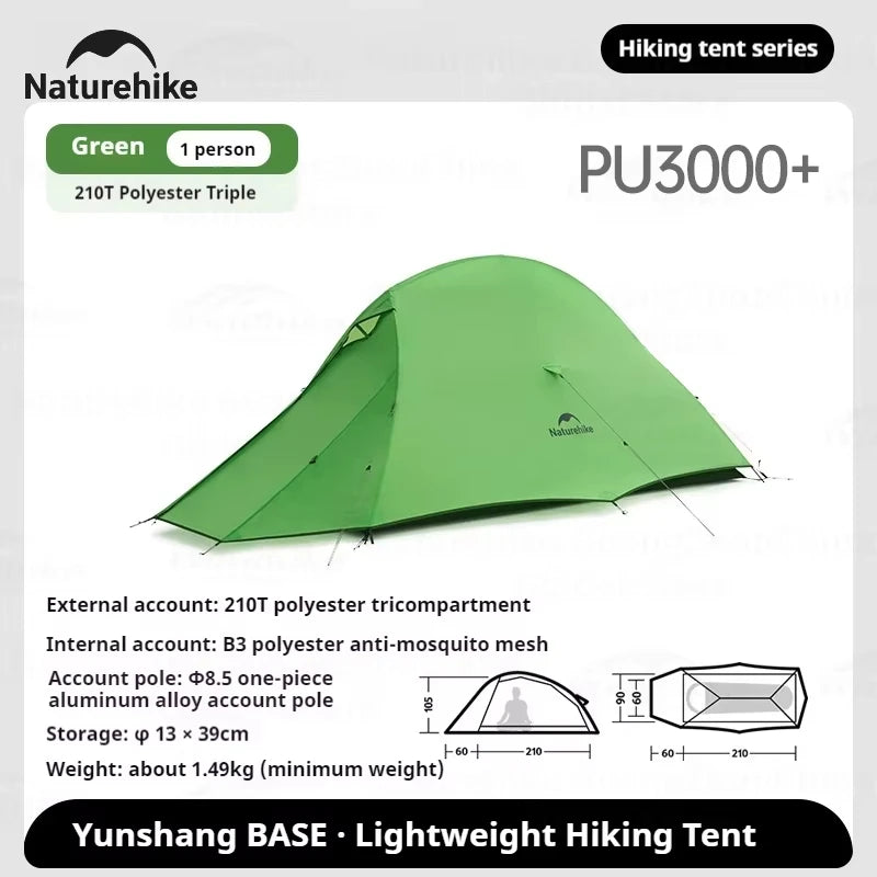 Naturehike Cloud Up Base Tent 1 2 3 Person Waterproof Double Layer Outdoor Hiking Camping Backpacking Cycling Tent 210T Nylon
