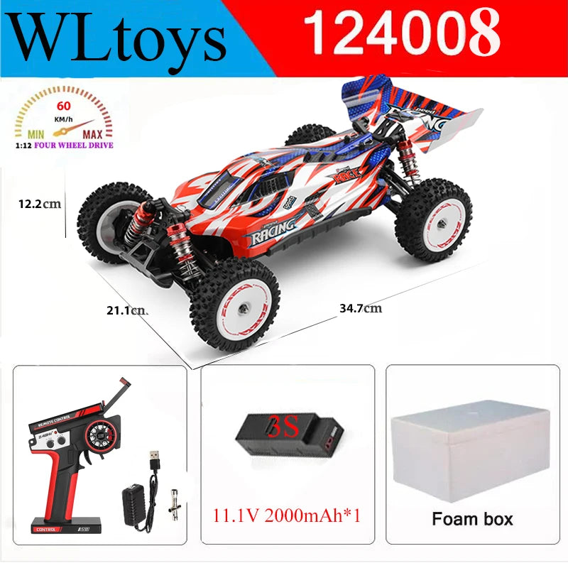 Newest Wltoys 124008 V8 1/12 2.4G Racing RC Cars 4WD Brushless Motor 60Km/H High Speed Remote Control Car Off-road Drift Toys