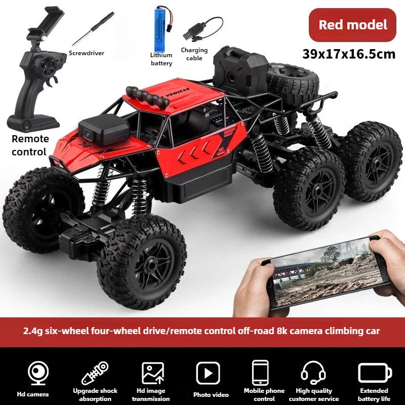 Kawaii Toy Car Gift-Upgrade Alloy 6WD Climbing Off-road Rc Cars,Remote Control Car Model,Fart Spray 8K HD Camera,Toys For Boys