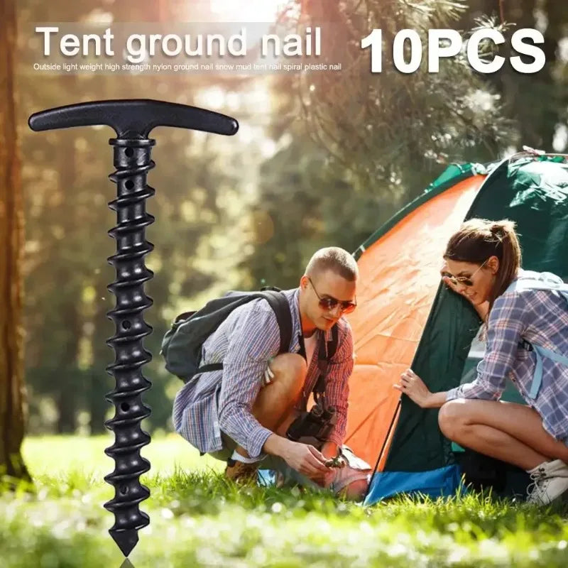 10pcs Tent Nails Outdoor Camping Trip Tent Peg Ground Nails Screw Nail Stakes Pegs Plastic Sand Pegs Trip Beach Tent Stakes Pegs