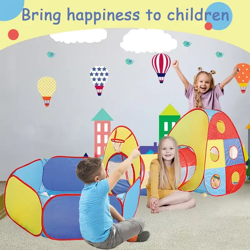 A Tent Playhouse Suitable For Indoor And Outdoor Use, Complete With A Tunnel, Ball Pool, And Fence, Featuring Large Capacity.Sui
