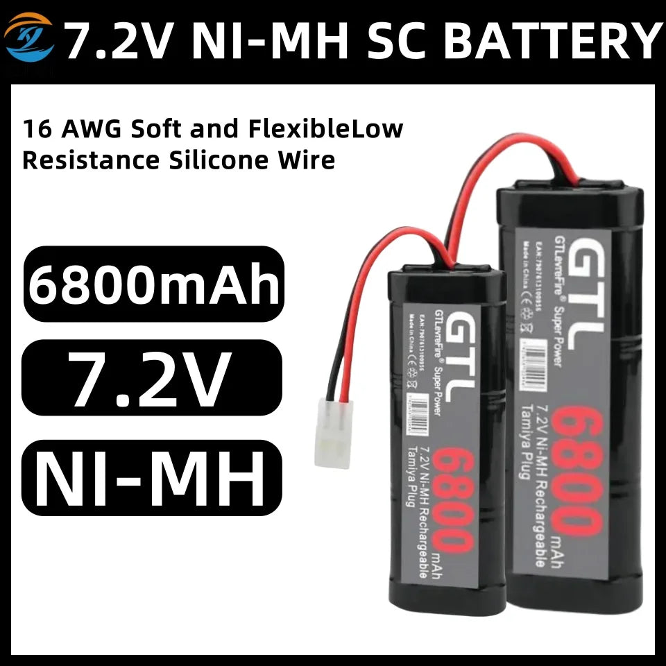 7.2VBattery 6800mah NiMH Replacement RC Battery for RC Toys Racing Cars Boat Aircraft 7.2v Ni-Mh Baterias with Tamiya Connector