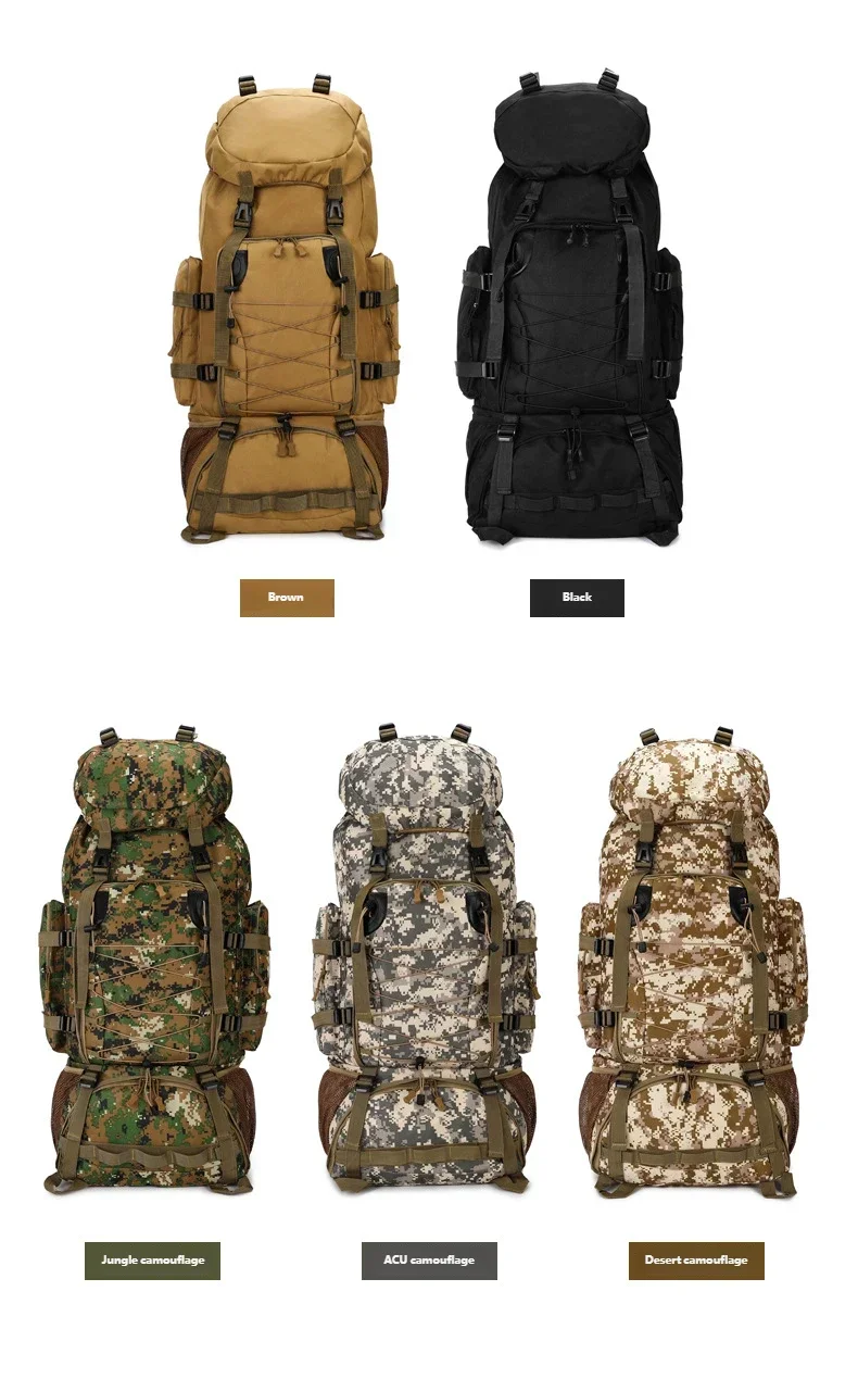 New Waterproof Molle Rucksack Outdoor Climbing Backpack Military Camo Tactical Bag Hiking Travel Fishing Mountaineering Bag