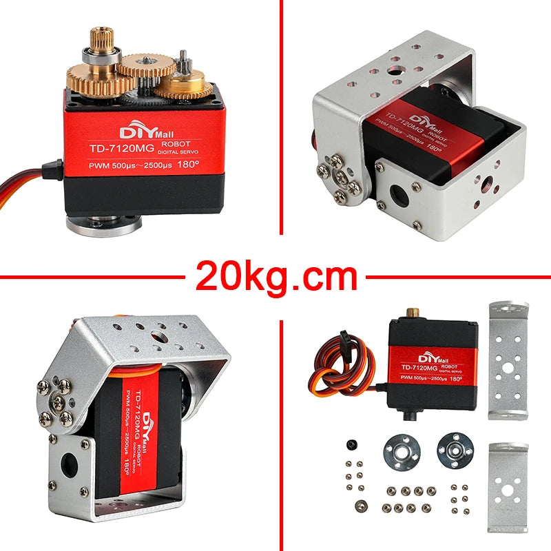 15/20/25/30/35kg Metal Digital Servo 4.8-8.4V 180/270 Degree Dual-Axis Servo Brushed Motor Angle Control for Robots RC Cars