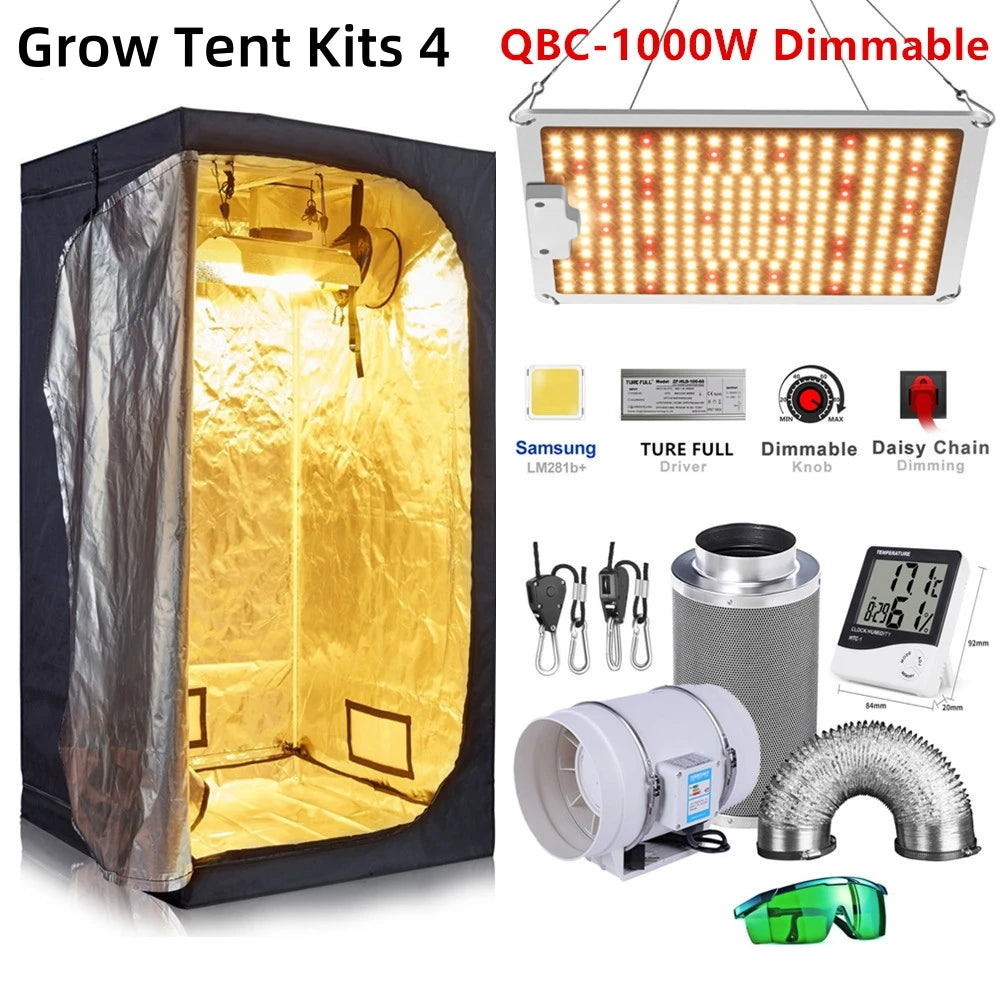 Grow Tent Growbox Hydroponics Growing System Led Grow Plant Lights Full Kits High PPFD 4Inch Duct Fans Activated Carbon Filter