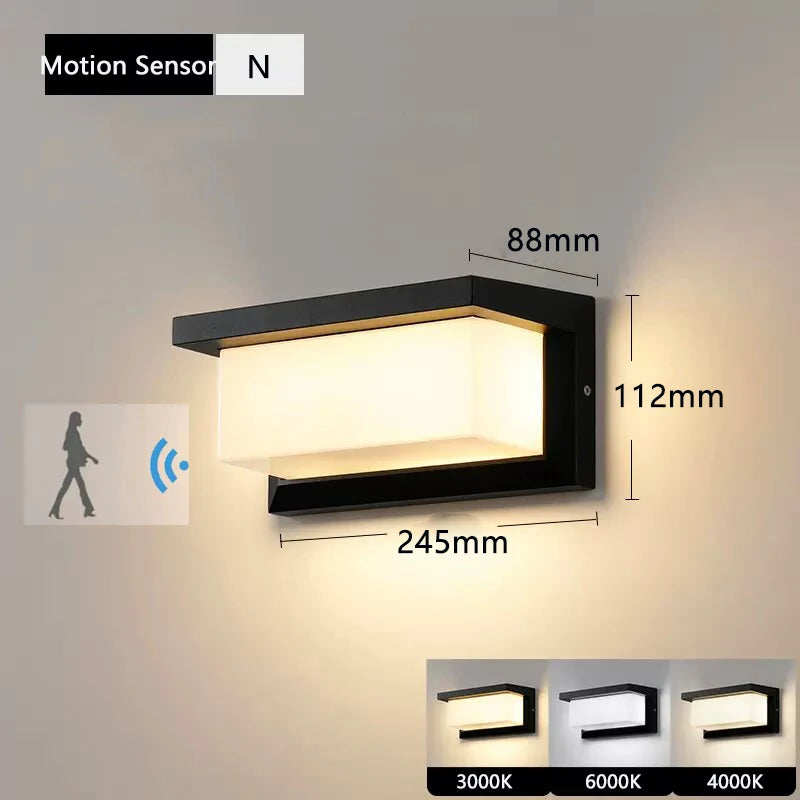 DC12-24V Waterproof IP65 Led Outdoor Wall Light Motion Sensor Led Outdoor Lighting Porch Lights Balcony Garden Lights Wall Lamp